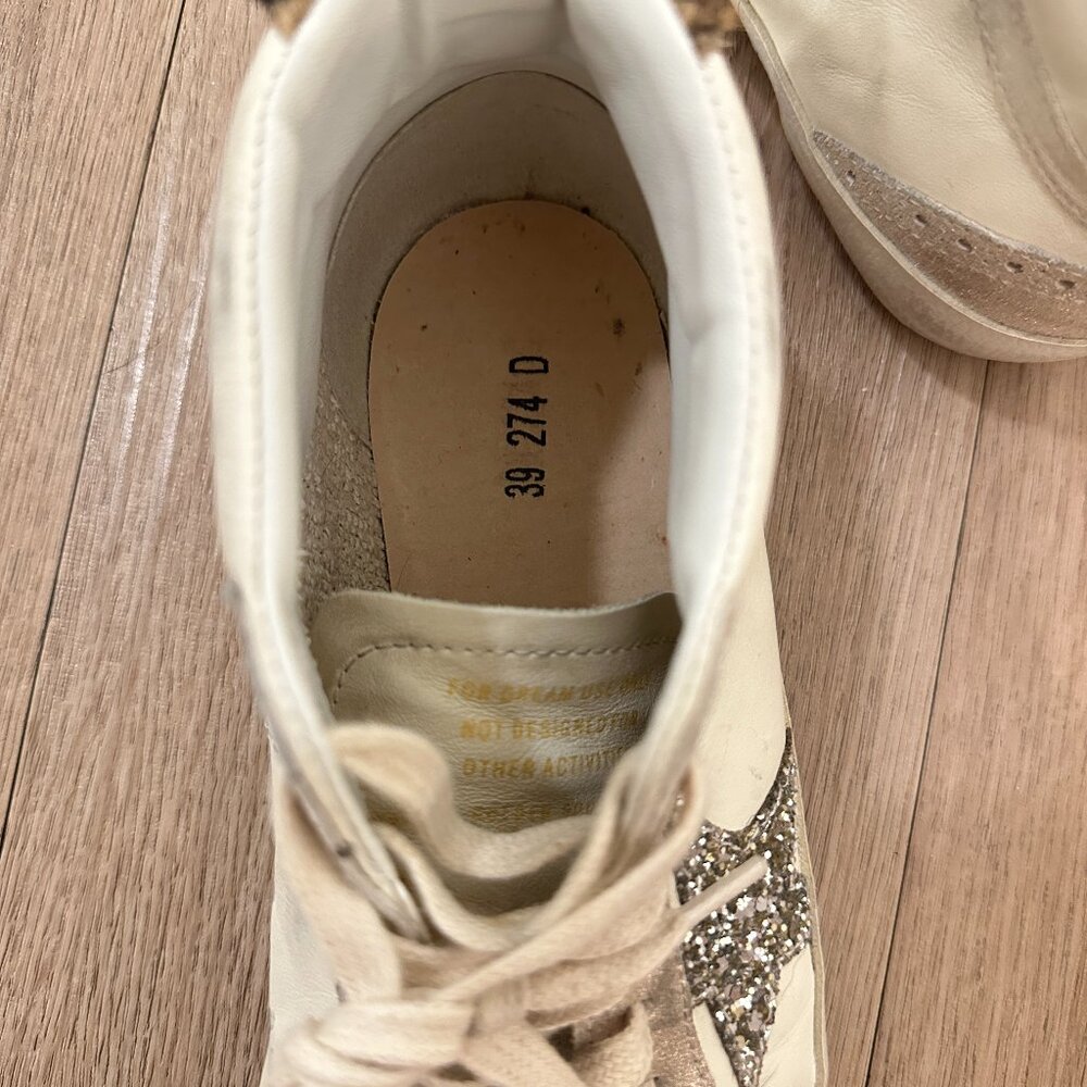 GOLDEN GOOSE Mid Star Sneaker (Women) in White/ Platinum/ Leo Size 9US / 39EU - Picture 12 of 15